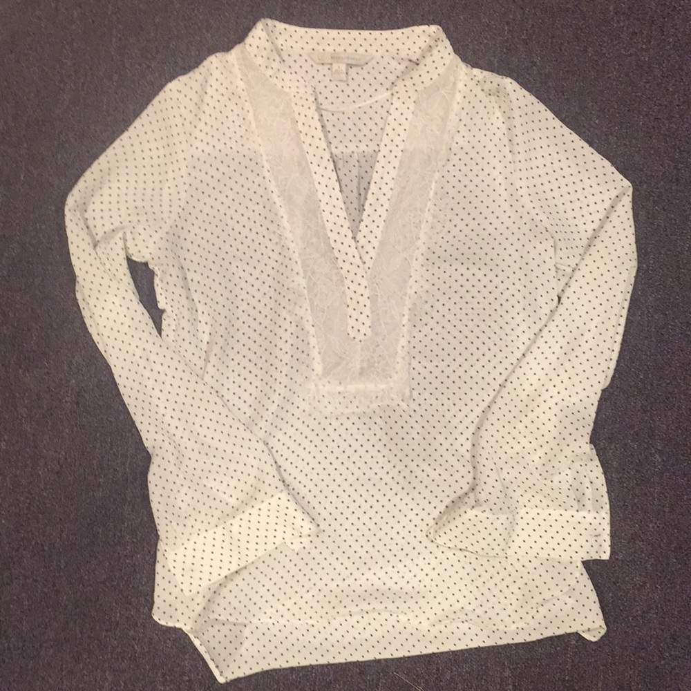 LC Lauren Conrad Chiffon Polka Dot Blouse